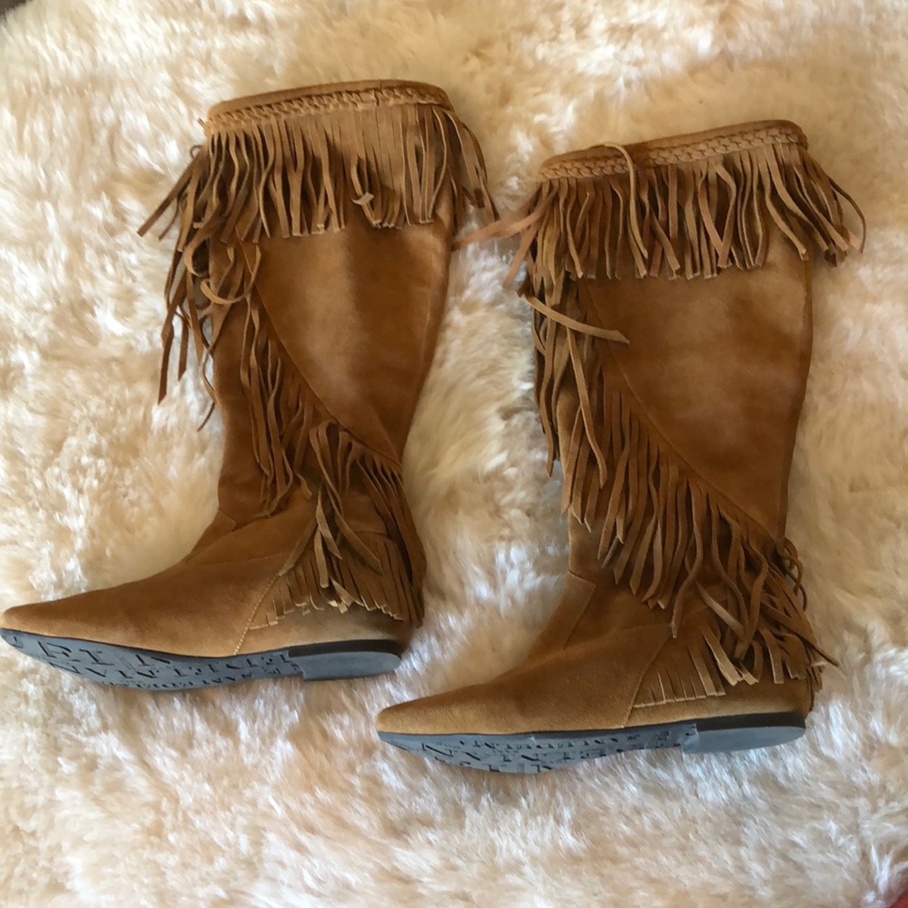 Sam Edelman Suede Fringe Boots - Picture 1 of 6